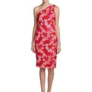 David Meister Women's Size 2 Pink Floral Lace Midi Dress Msrp $550.00